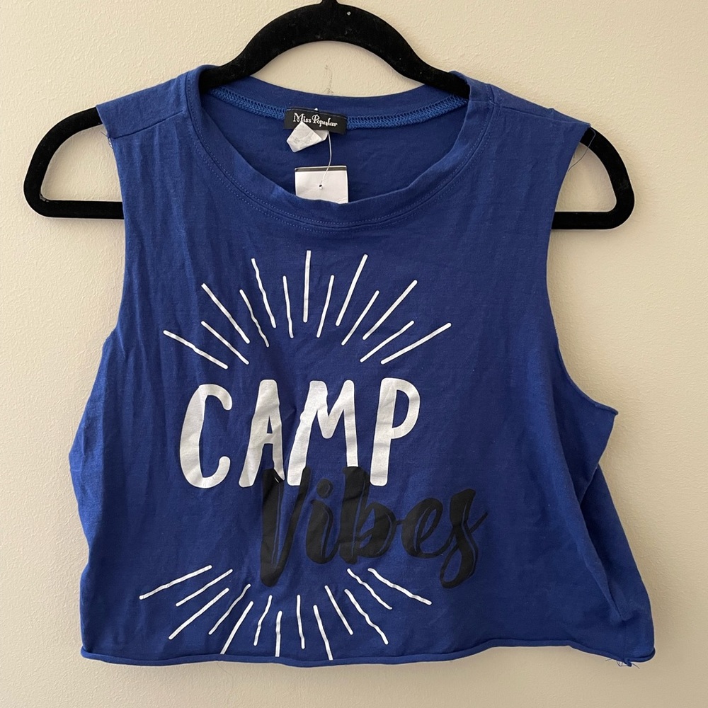 CAMP VIBES cropped royal blue juniors medium